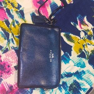 Navy blue coach wristlet